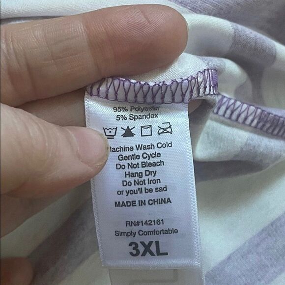 LuLaRoe Womens 3XL White & Purple Striped Tank Top Sleeveless Layering Plus Size - Picture 9 of 11